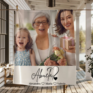 Peronalized Photo Abuela Minimalist Line Art Fleece Blanket