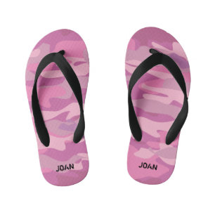 Peronalized pink army camo Flip Flops for kids