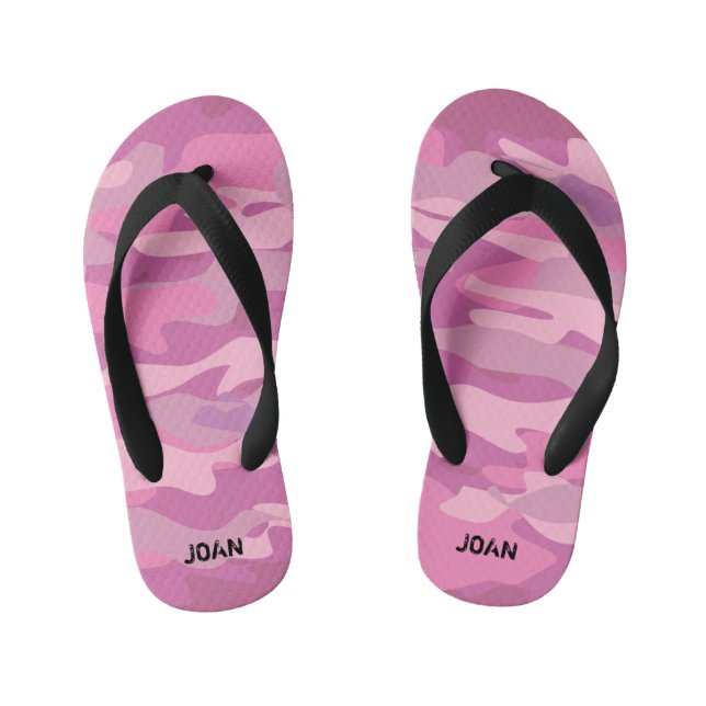 Peronalized pink army camo Flip Flops for kids (Footbed)