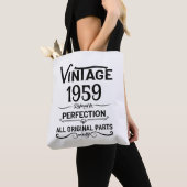 Perosnalized vintage 65th birthday gifts black tote bag (Close Up)
