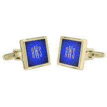 Perosonalized Starry Royal Blue Cufflinks