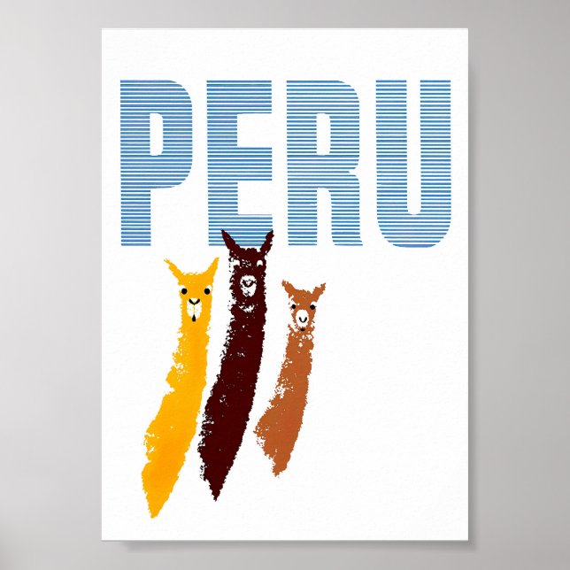 Pérou Llamas Retro Poster Vintage voyage (Devant)