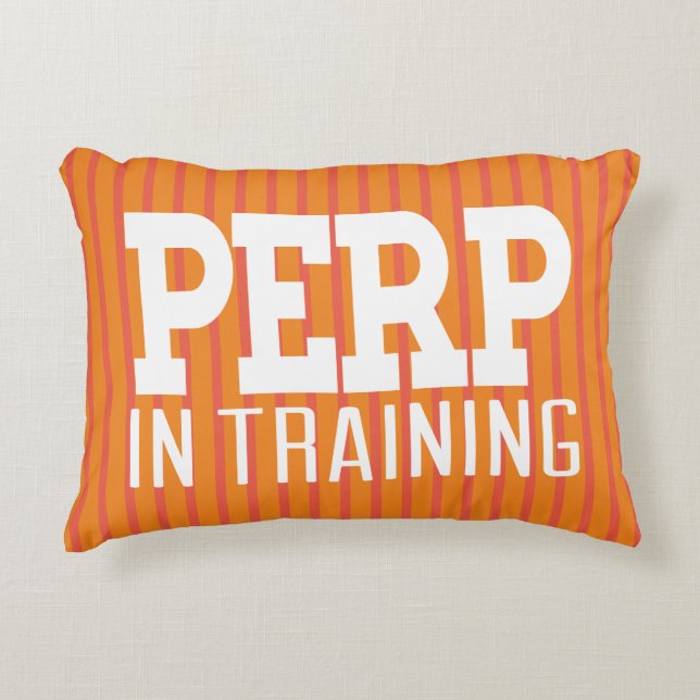 Perp in training White Gfx Stripes Accent Pillow (Front)