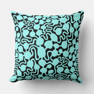 Perpetual Ant Farm v2 - Ice Blue on Black Throw Pillow