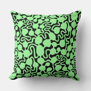 Perpetual Ant Farm v2 - Mint Green on Black Throw Pillow