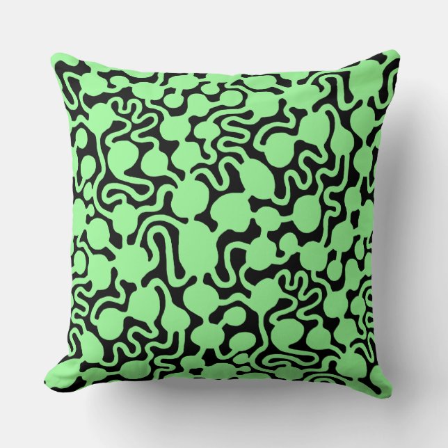Perpetual Ant Farm v2 - Mint Green on Black Throw Pillow (Front)