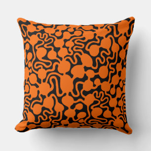 Perpetual Ant Farm v2 - Orange and Black Throw Pillow