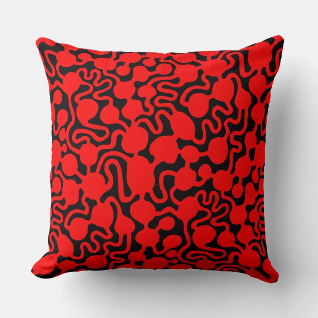 Perpetual Ant Farm v2 - Red on Black Throw Pillow (Front)