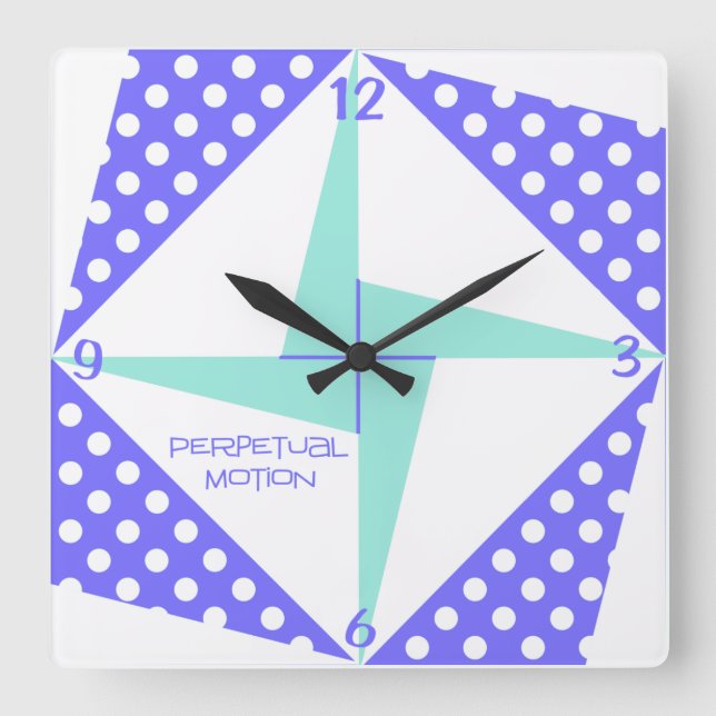 Perpetual Motion- Blue Square Wall Clock (Front)