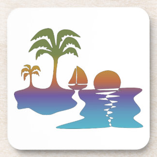 Perpetual Tropical Sunset Hard plastic coaster