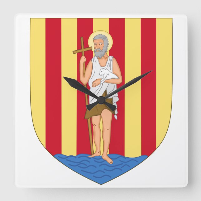 Perpignan Coat of Arms Square Wall Clock (Front)