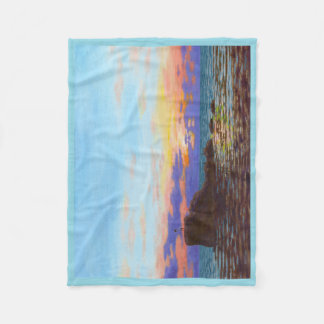 Perranporth beach sunset fleece blanket