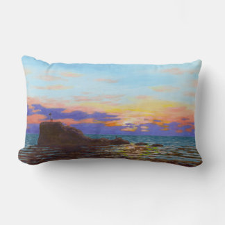 Perranporth beach sunset lumbar pillow