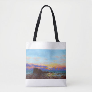 Perranporth beach sunset tote bag