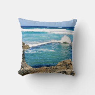 Perranporth Beach swimming pool splash Throw Pillow
