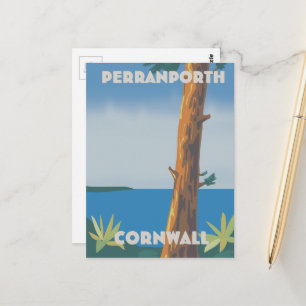 Perranporth Cornwall travel poster Postcard