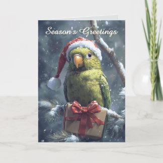 Perroquet à Santa Hat Carte de Noël