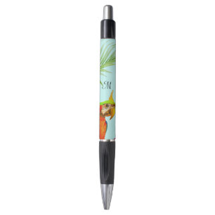 Perroquet Ara Multicolore Tropical & Stylo Monogra