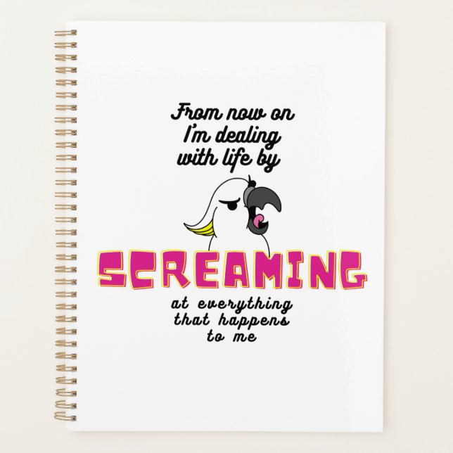 Perroquet blanc en colère avec texte amusant (Devant)