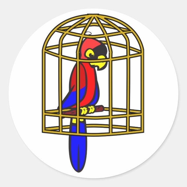 Perroquet Dans Une Cage Stickers (Devant)