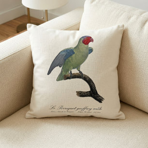 Perroquet geoffroy male / Red cheeked Parrot  Throw Pillow