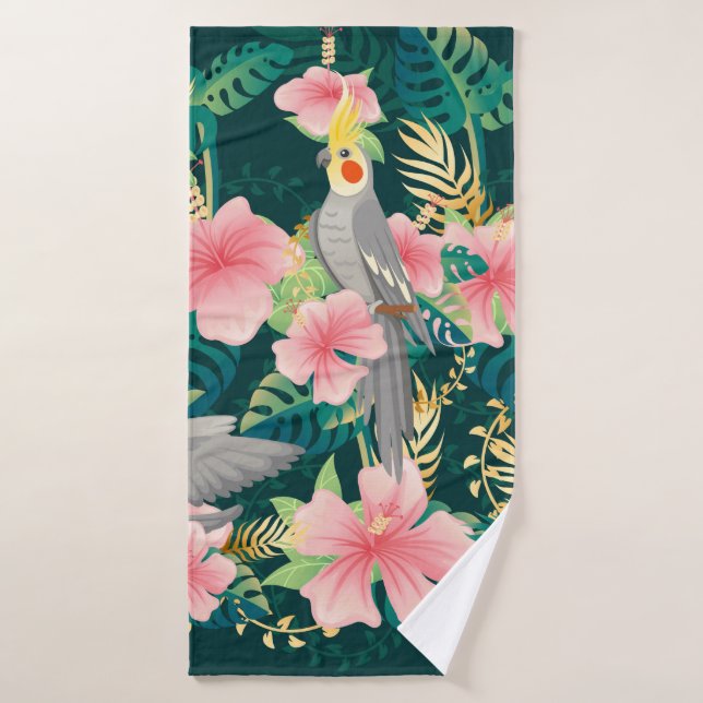Perroquet motif mignon et sans couture sur gre (Serviette de bain)