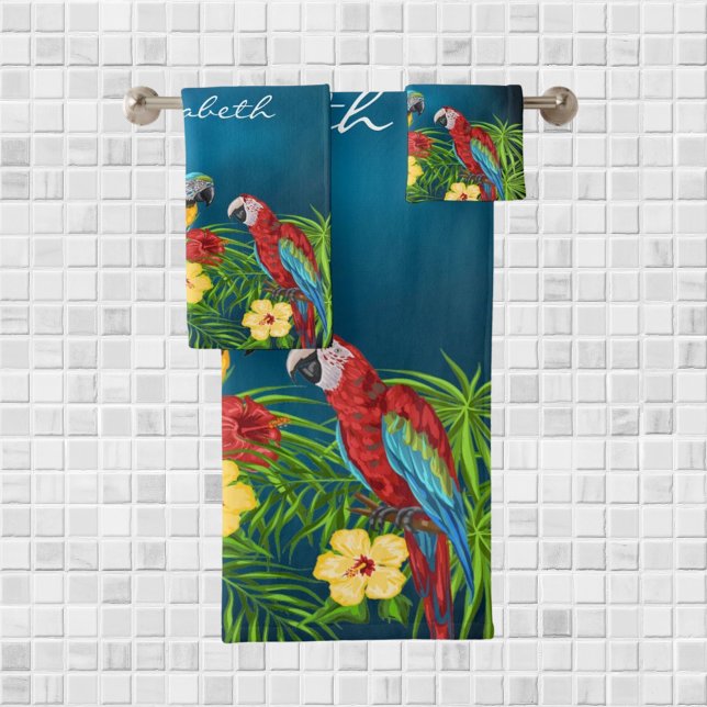 Perroquets bleu tropical feuille nom d'été (Créateur téléchargé)