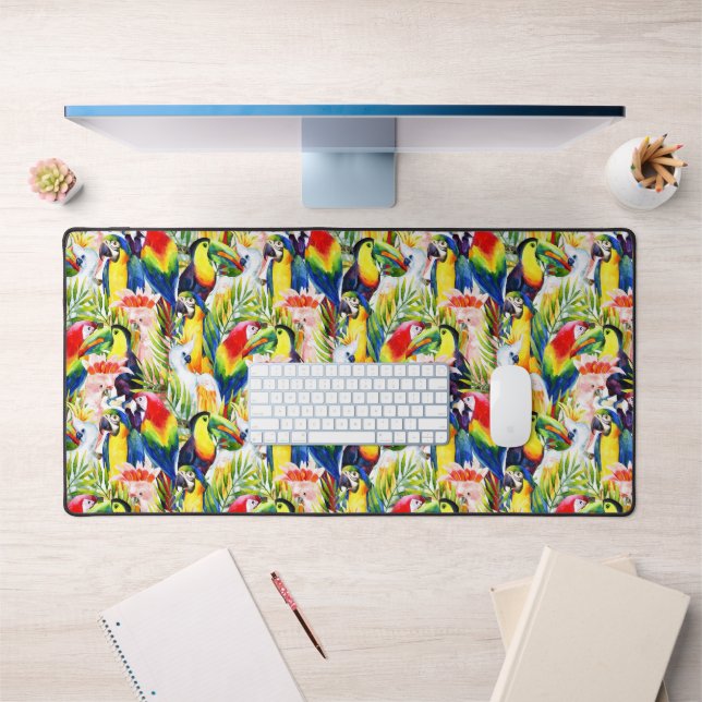 Perroquets Et Feuilles De Palmiers (Bureau 1)
