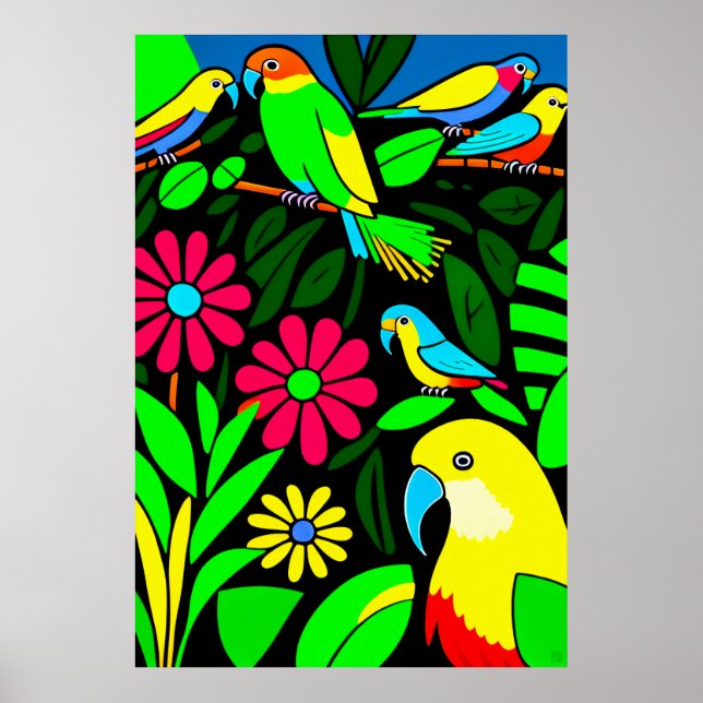 Perroquets - Impression d'art en toile (Devant)