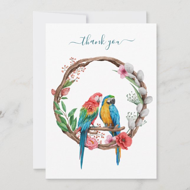 Perroquets Macaw Oiseaux Cartes de remerciements f (Devant)