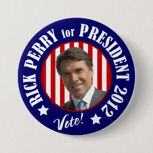 Perry for President 2012 3 Inch Round Button