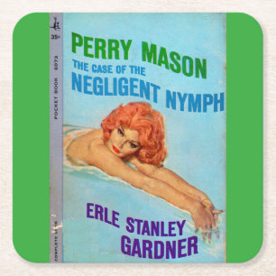 Perry Mason Case of the Negligent Nymph book cover Square Paper Coaster