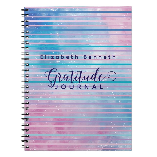 Pers. Pink/Blue Abstract Pattern Gratitude Journal (Front)