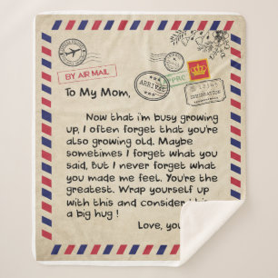 Persaonal Letter To My Mom From Son, Mom Birthday Sherpa Blanket