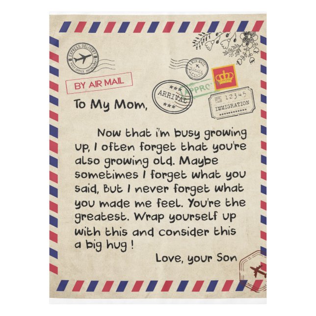 Persaonal Letter To My Mom From Son, Mom Birthday Tablecloth (Front)