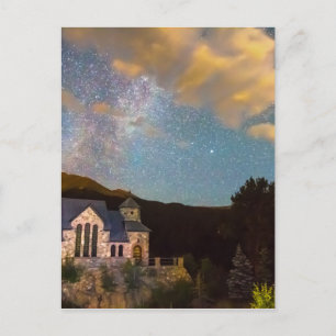 Perseid Meteor Shower and Chapel On The Postcard