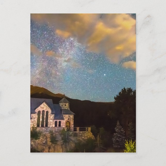 Perseid Meteor Shower and Chapel On The Postcard (Front)