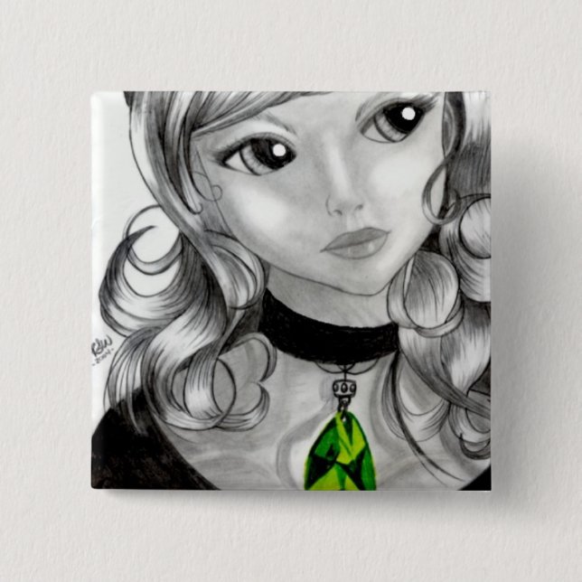 Persephone 2 Inch Square Button (Front)