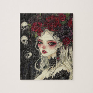 Persephone Skulls and Roses Jigsaw Puzzle