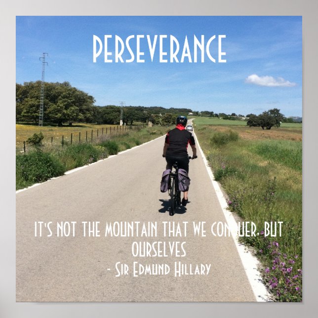 Perseverance Biking Motivational Quote Poster (Front)