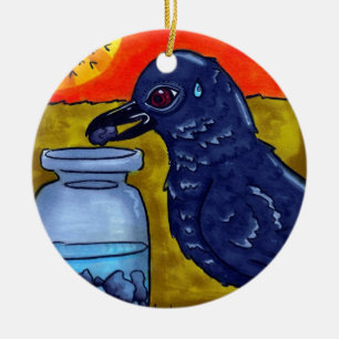 Perseverance Crow Ceramic Ornament