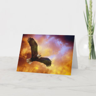 Perseverance-Eagle In Firey Clouds Blank Notecard