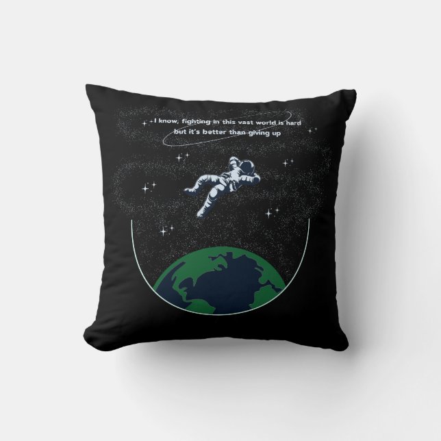 Perseverance in the Vastness Throw Pillow (Front)