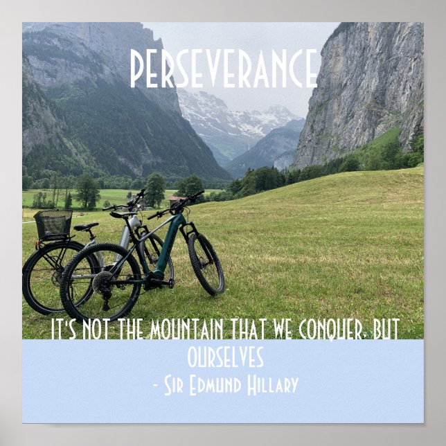 Perseverance Mountains and Cycling Motivational Poster (Front)