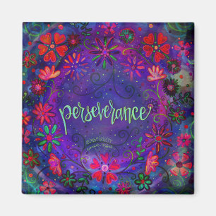 Perseverance Purple Floral ONE WORD Inspirivity Magnet