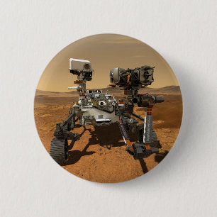 Perseverance Rover Operating On Surface Of Mars. 2 Inch Round Button