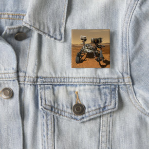 Perseverance Rover Operating On Surface Of Mars. 2 Inch Square Button