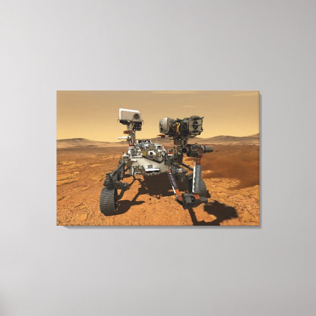Perseverance Rover Operating On Surface Of Mars. Canvas Print (Front)