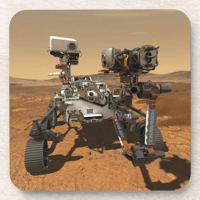 Perseverance Rover Operating On Surface Of Mars. Coaster (Front)