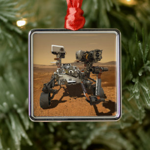 Perseverance Rover Operating On Surface Of Mars. Metal Ornament